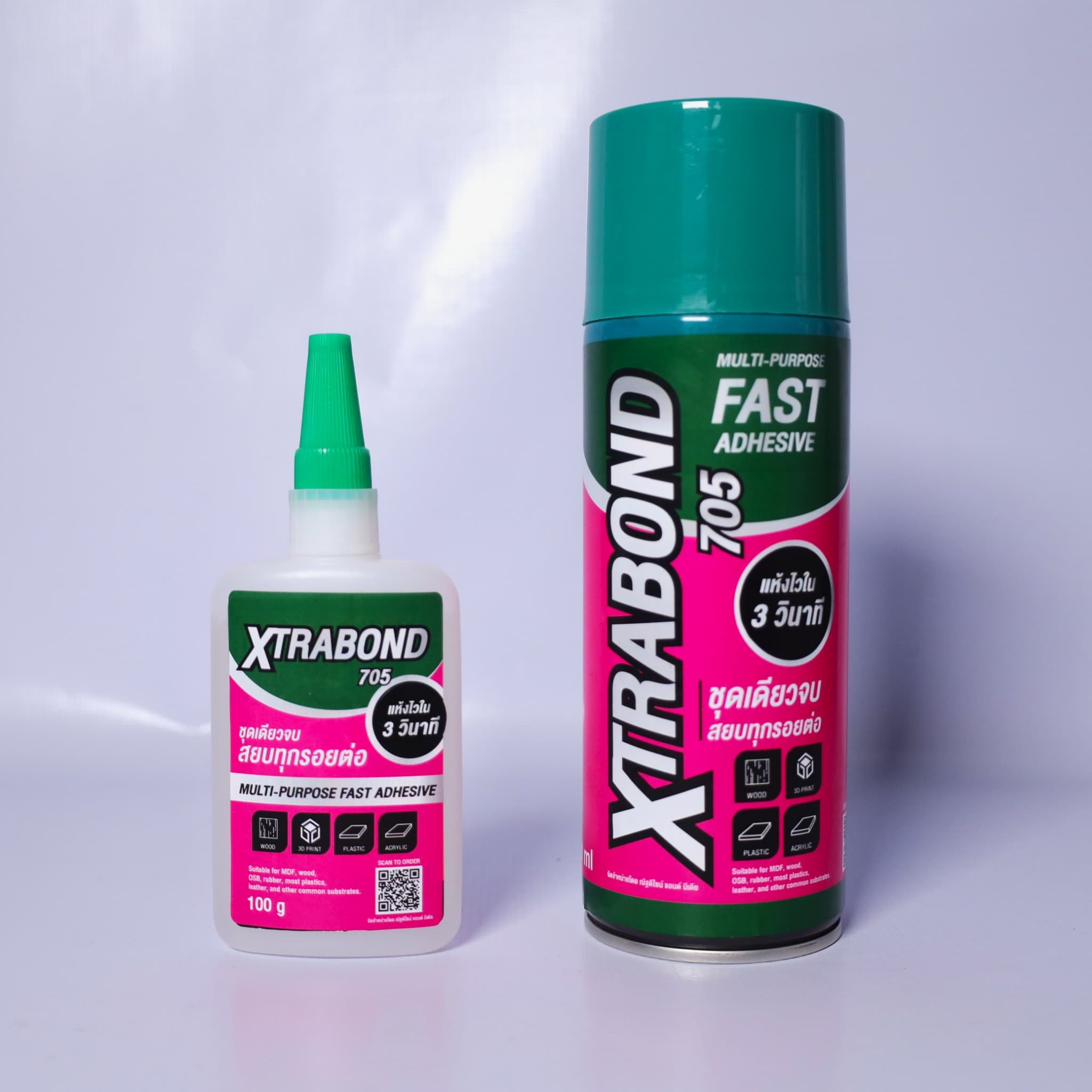กาว Xtrabond 705 ขวดหยด 100 กรัม และแบบสเปรย์